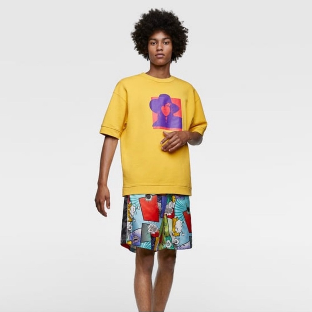 Zara Mens Cartoon Print Bermuda Shorts  Sz Lg